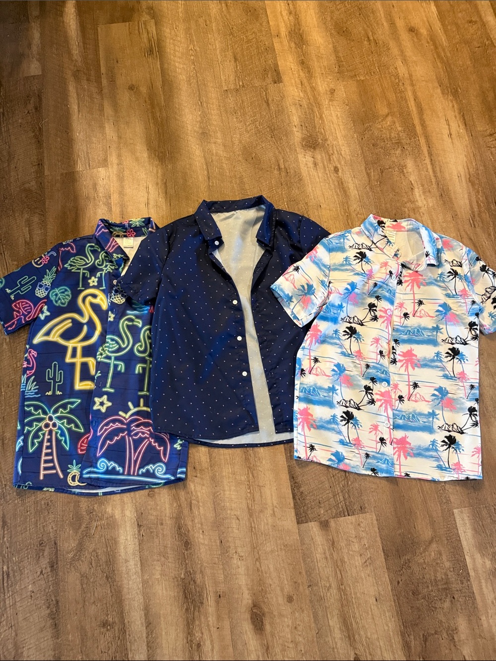 🌴 Kids Button-Up Shirt Bundle (3) | Size L + 13/14 | Fun Summer Prints 🌴